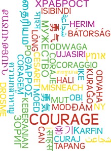 Background concept wordcloud multilanguage international many language illustration of courage